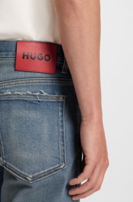 Slim-fit jeans in blue stretch denim, Blue