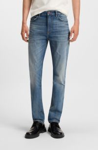 Slim-fit jeans in blue stretch denim, Blue