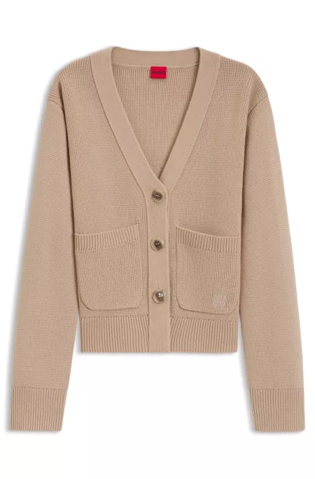 Wool-blend cardigan with embroidered logo