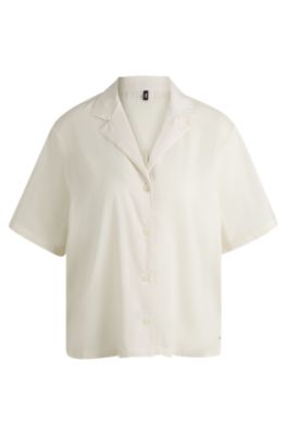 Haut en coton avec fentes d&rsquo;aisance lat&eacute;rales, Blanc