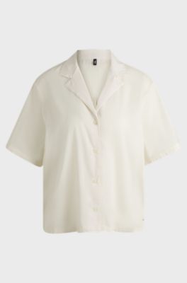 Cotton beach top with side slits, White