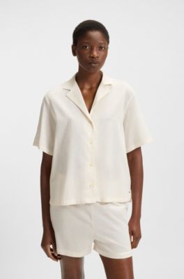 Cotton beach top with side slits, White