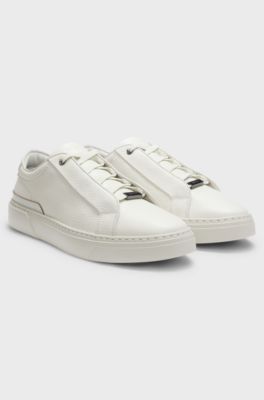 Gary-sneakers van generfd leer, Naturel