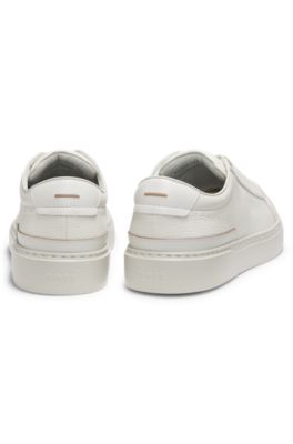Gary trainers in grained leather with signature trims, White