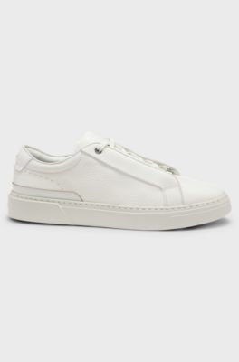 Sneakers Gary in pelle martellata, Colore neutro