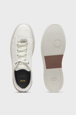 Sneakers Gary in pelle martellata, Colore neutro