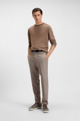 Gary trainers in grained leather with signature trims, Khaki