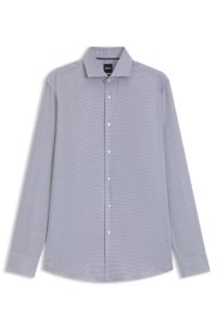 Slim-fit shirt in structured cotton, Light Blue