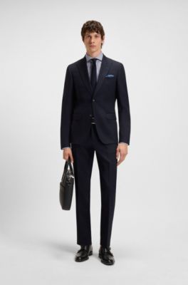 Camisa slim fit de algod&oacute;n estructurado, Azul estampado