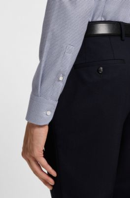 Slim fit-skjorta i bomull med struktur, Bl&aring;tt m&ouml;nster