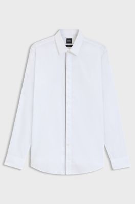 Slim-fit shirt in easy-iron cotton poplin, White