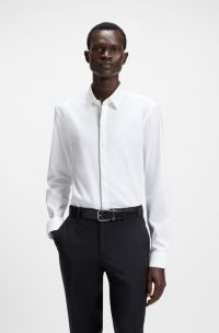 Slim-fit shirt in easy-iron cotton poplin, White