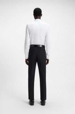 Camicia slim fit in popeline di cotone facile da stirare, Bianco