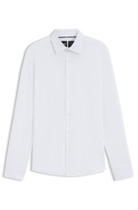 Slim-fit shirt in structured performance-stretch jersey, White
