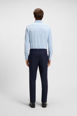 Slim-fit shirt in structured performance-stretch jersey, Light Blue