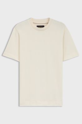 Cotton-silk T-shirt with Prince of Wales check, Natural