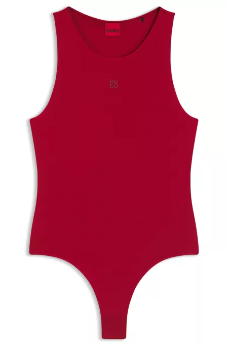 Stretch-jersey bodysuit with stacked logo
