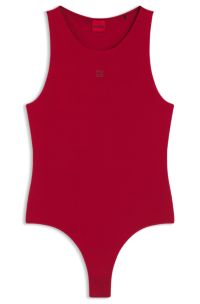 Stretch-jersey bodysuit with stacked logo, Red