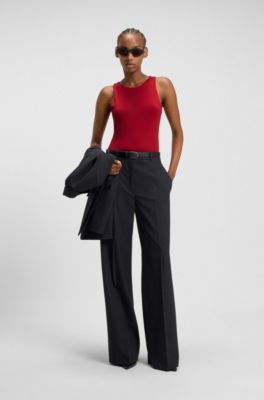 Stretch-jersey bodysuit with stacked logo, Red