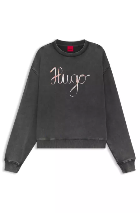 Cotton-terry sweatshirt with creative artwork