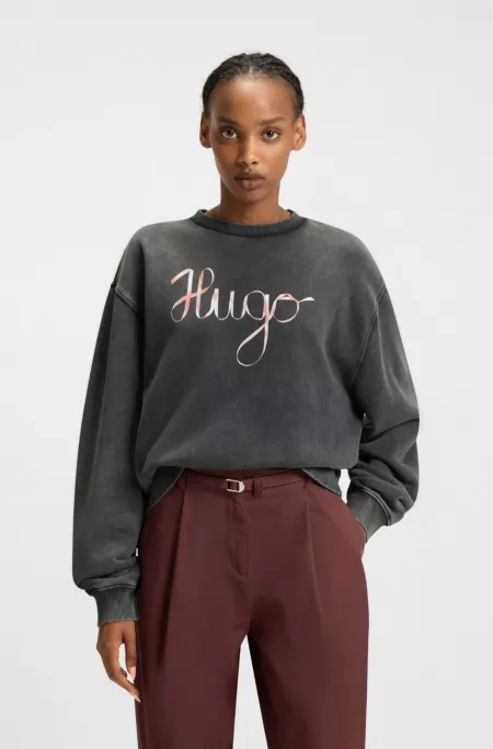 Cotton-terry sweatshirt with creative artwork