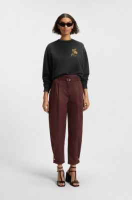 Cotton-terry sweatshirt with creative artwork, Black Patterned