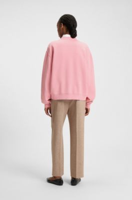 Cotton-terry sweatshirt with creative artwork, light pink