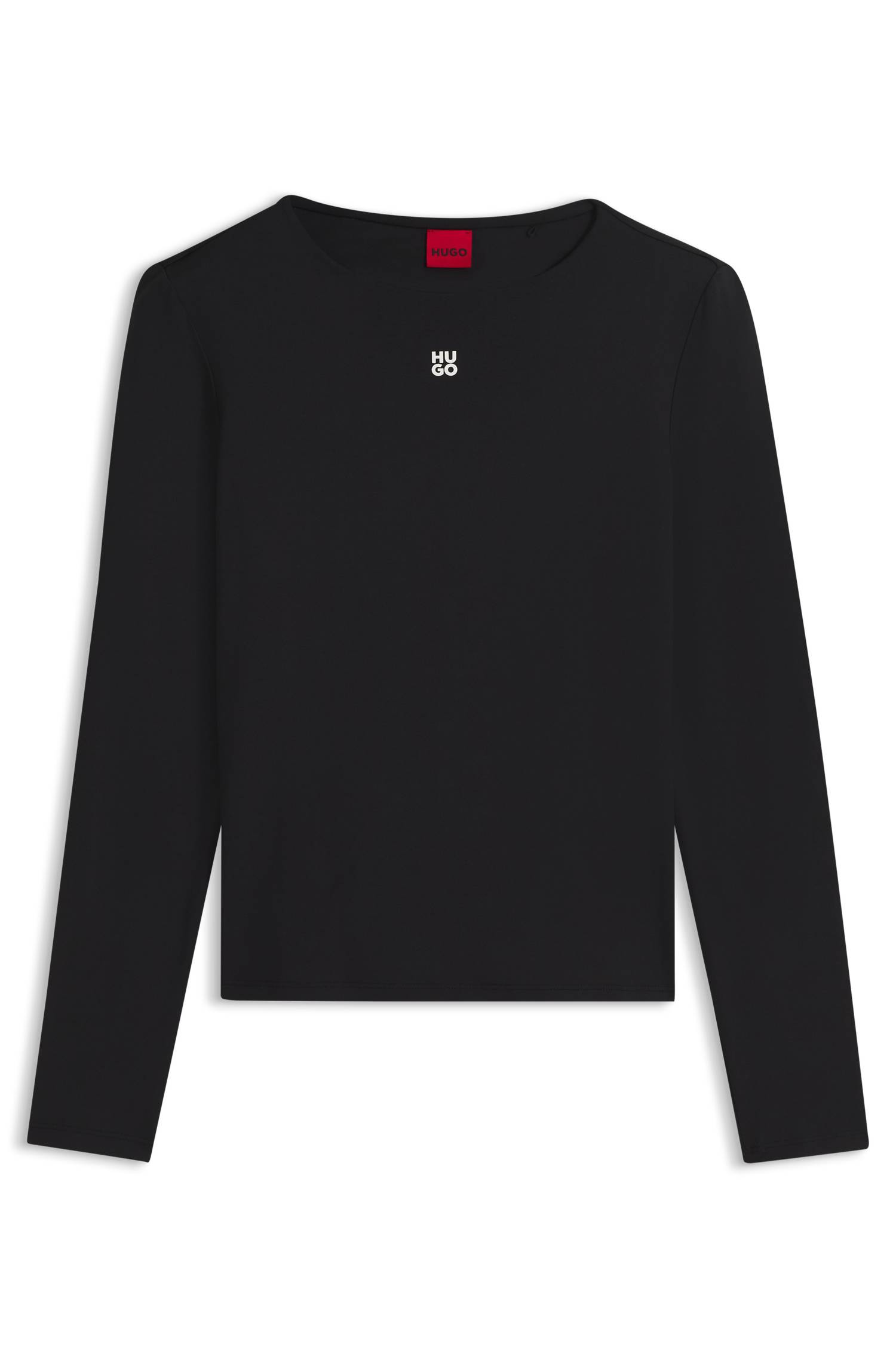 Hugo Stretch-jersey top with stacked-logo print t-shirts dam – bild 4