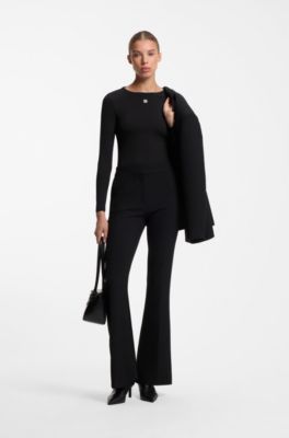 Stretch-jersey top with stacked-logo print, Black