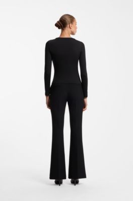 Stretch-jersey top with stacked-logo print, Black