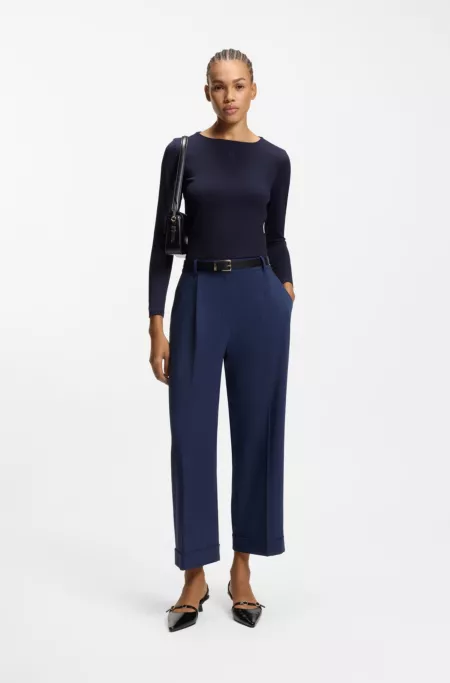 Stretch-jersey top with stacked-logo print