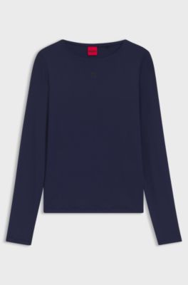 Top aus Stretch-Jersey mit Stack-Logo-Print, Dunkelblau
