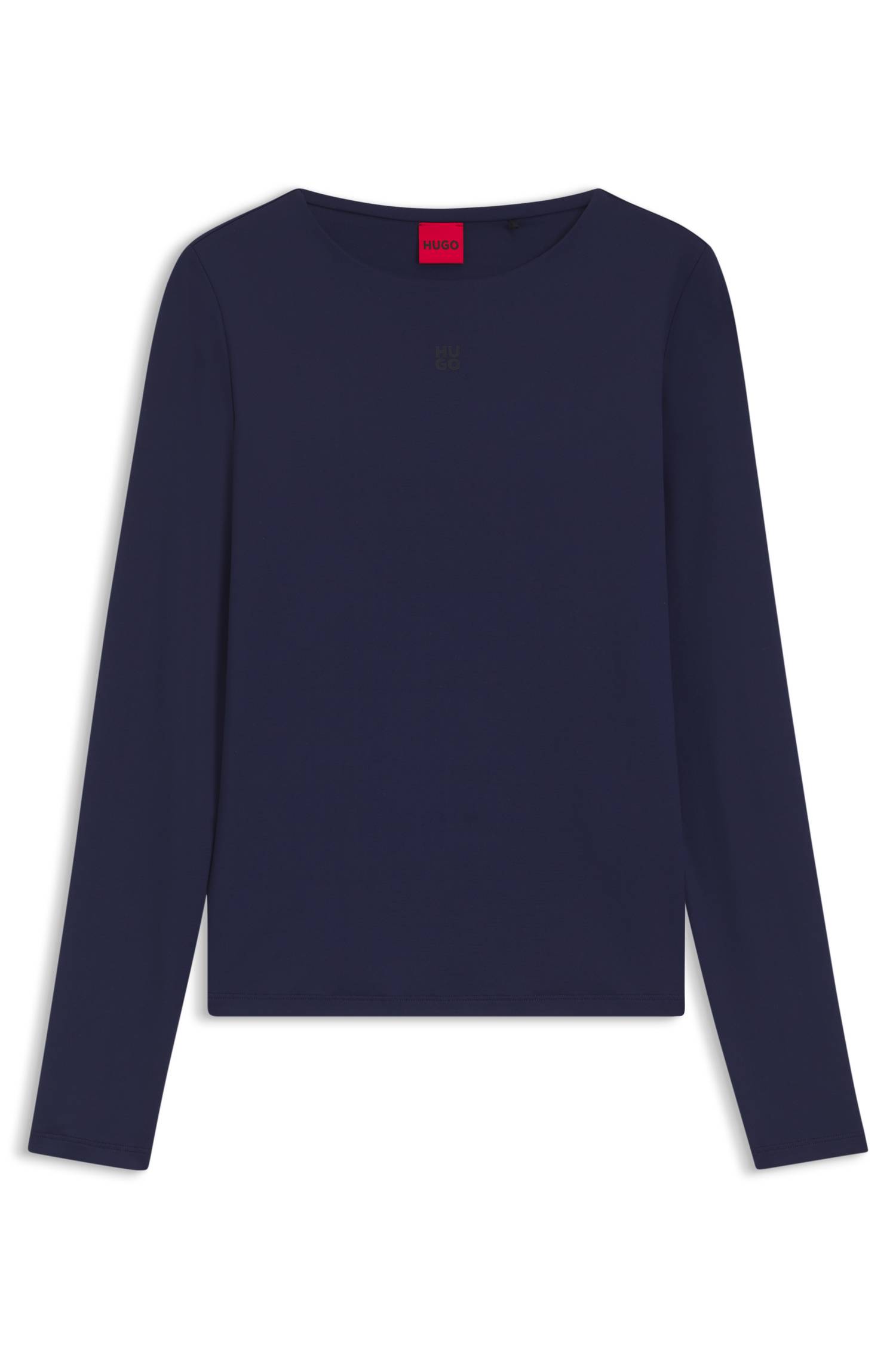 Hugo Stretch-jersey top with stacked-logo print t-shirts dam – bild 4