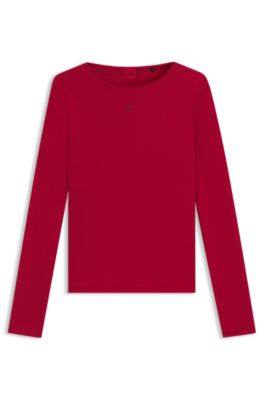 Stretch-jersey top with stacked-logo print, Red