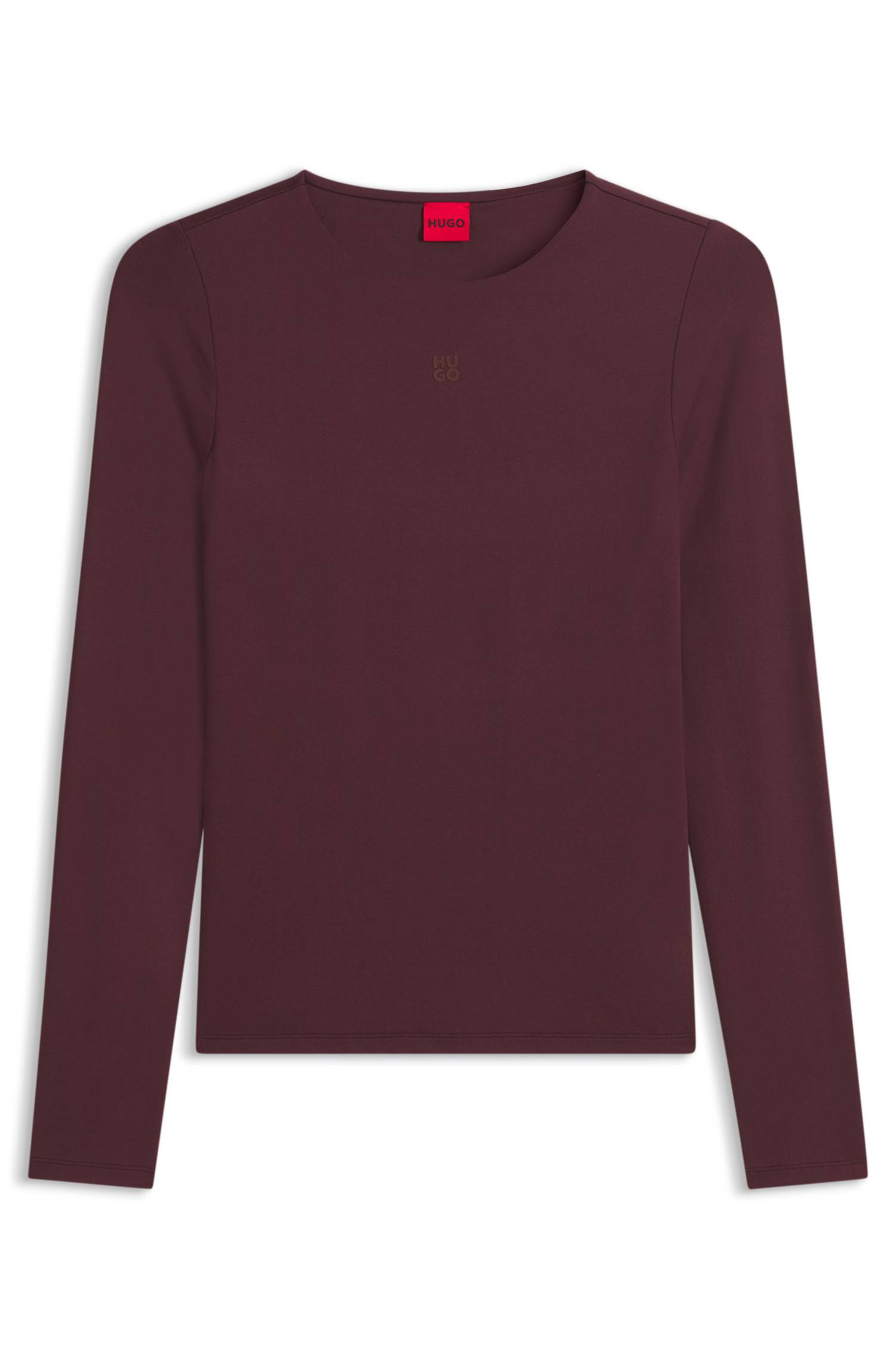 Hugo Stretch-jersey top with stacked-logo print t-shirts dam – bild 4