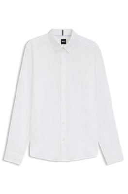 Slim-fit shirt in linen, White