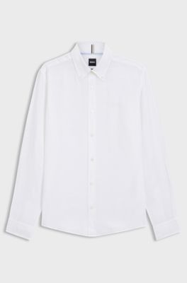 Slim-fit shirt in linen, White
