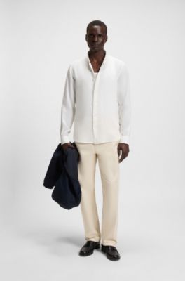 Slim-fit shirt in linen, White