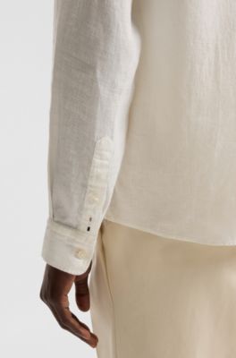Slim-fit shirt in linen, White