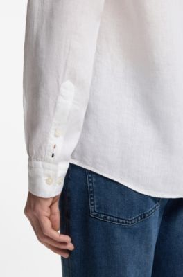Slim-fit shirt in linen, White