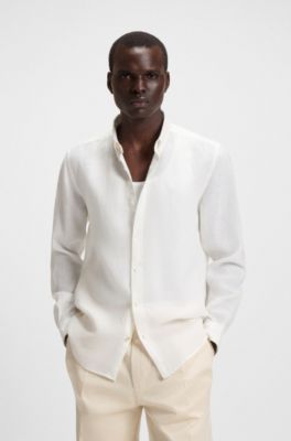 Slim-fit shirt in linen, White