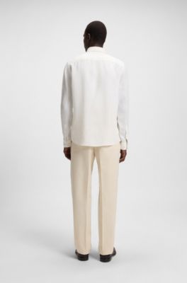 Slim-fit shirt in linen, White