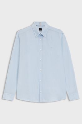 Slim-fit shirt in linen, Light Blue