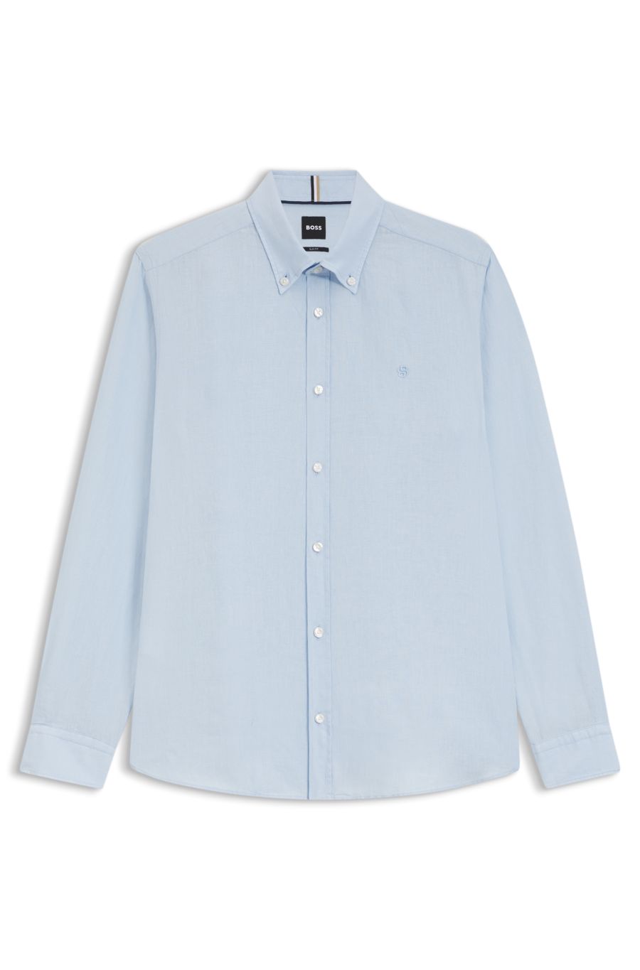 BOSS Slim-Fit Linen Shirt — Light Blue