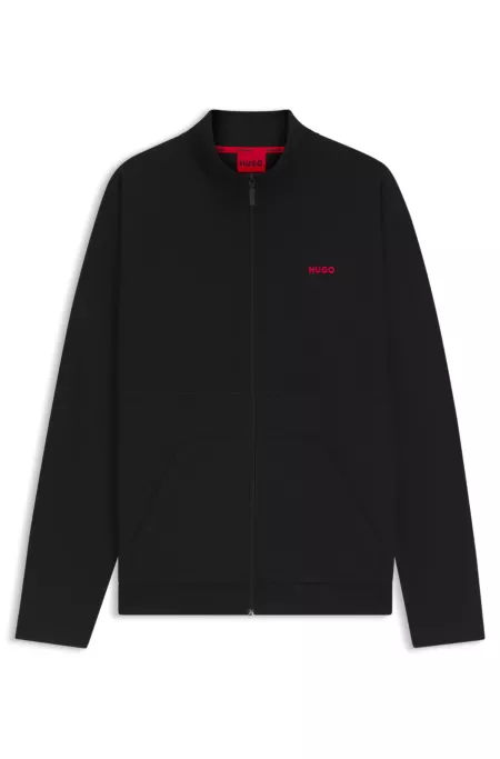 Cotton-blend zip-up jacket with waffle structure