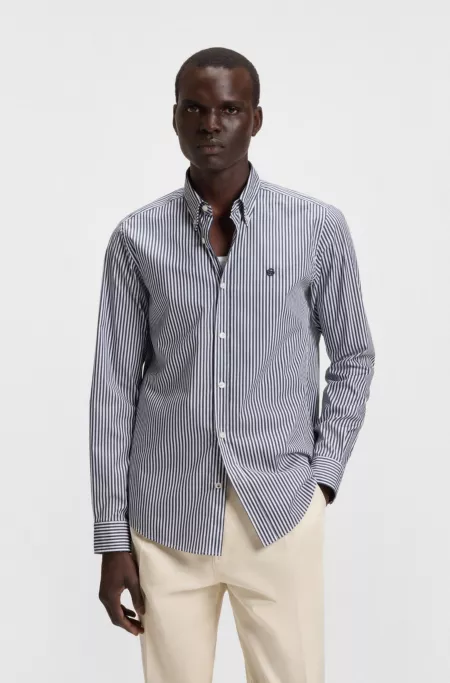 Slim-fit shirt in a striped cotton blend