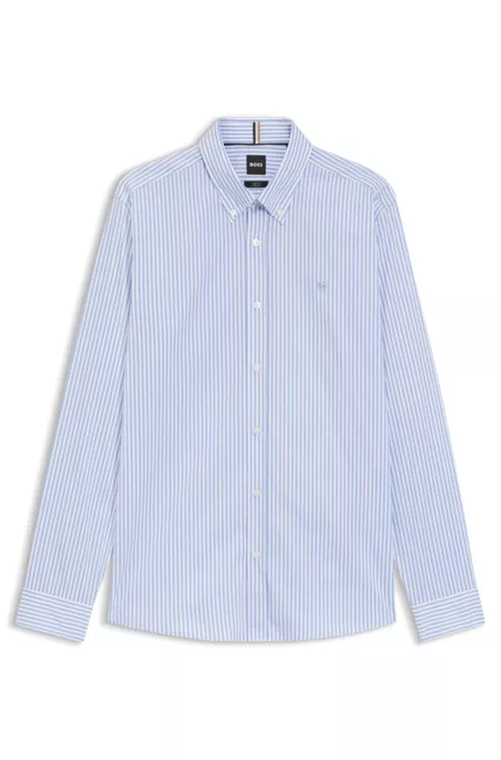 Slim-fit shirt in a striped cotton blend