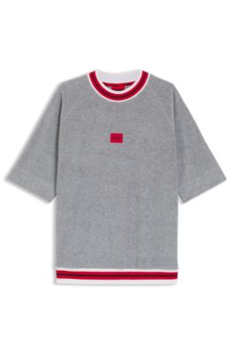 Short-sleeved sweatshirt with contrast trims, Grey