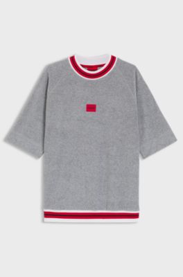 Kurzarm-Sweatshirt mit kontrastfarbenen Details, Grau