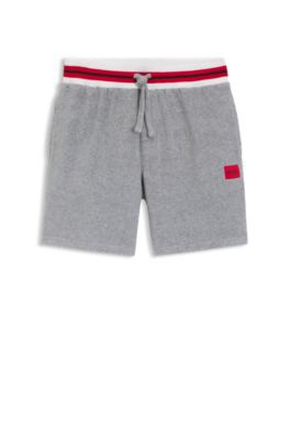 Cotton-blend shorts with contrast trims, Grey